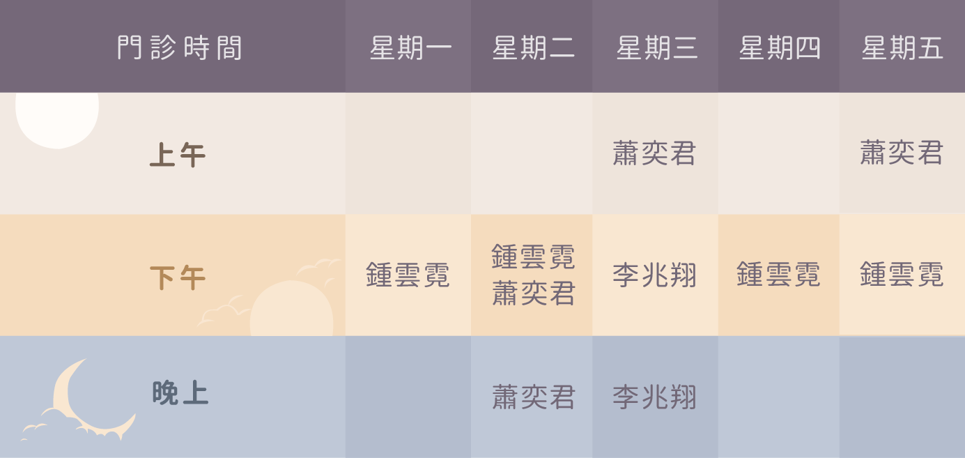 蕭鍾李門診表